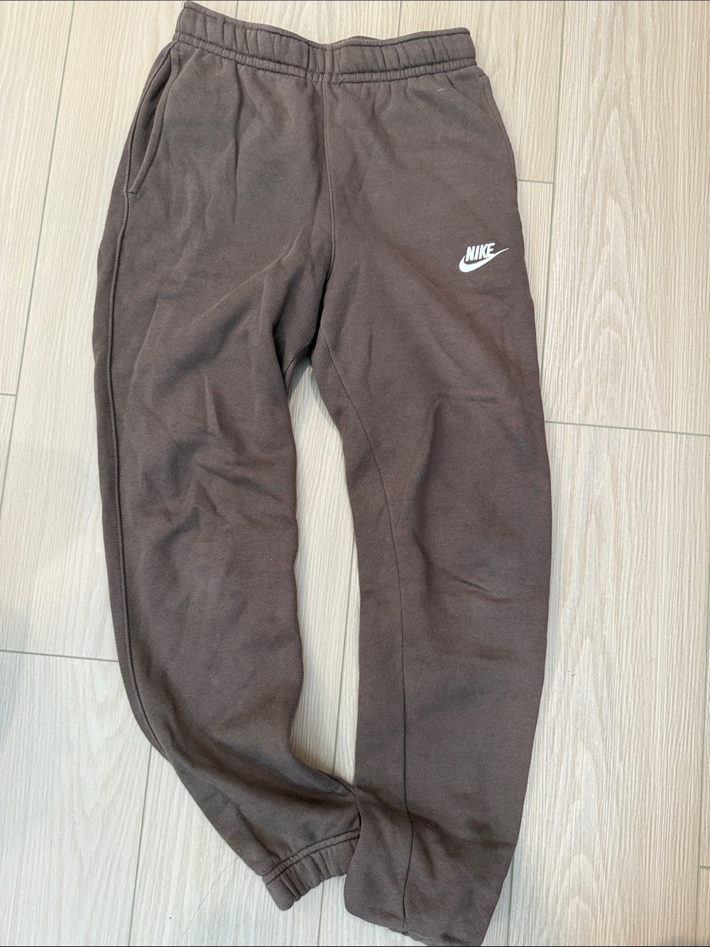 Nike Dark Brown Fleece Joggers with White Logo